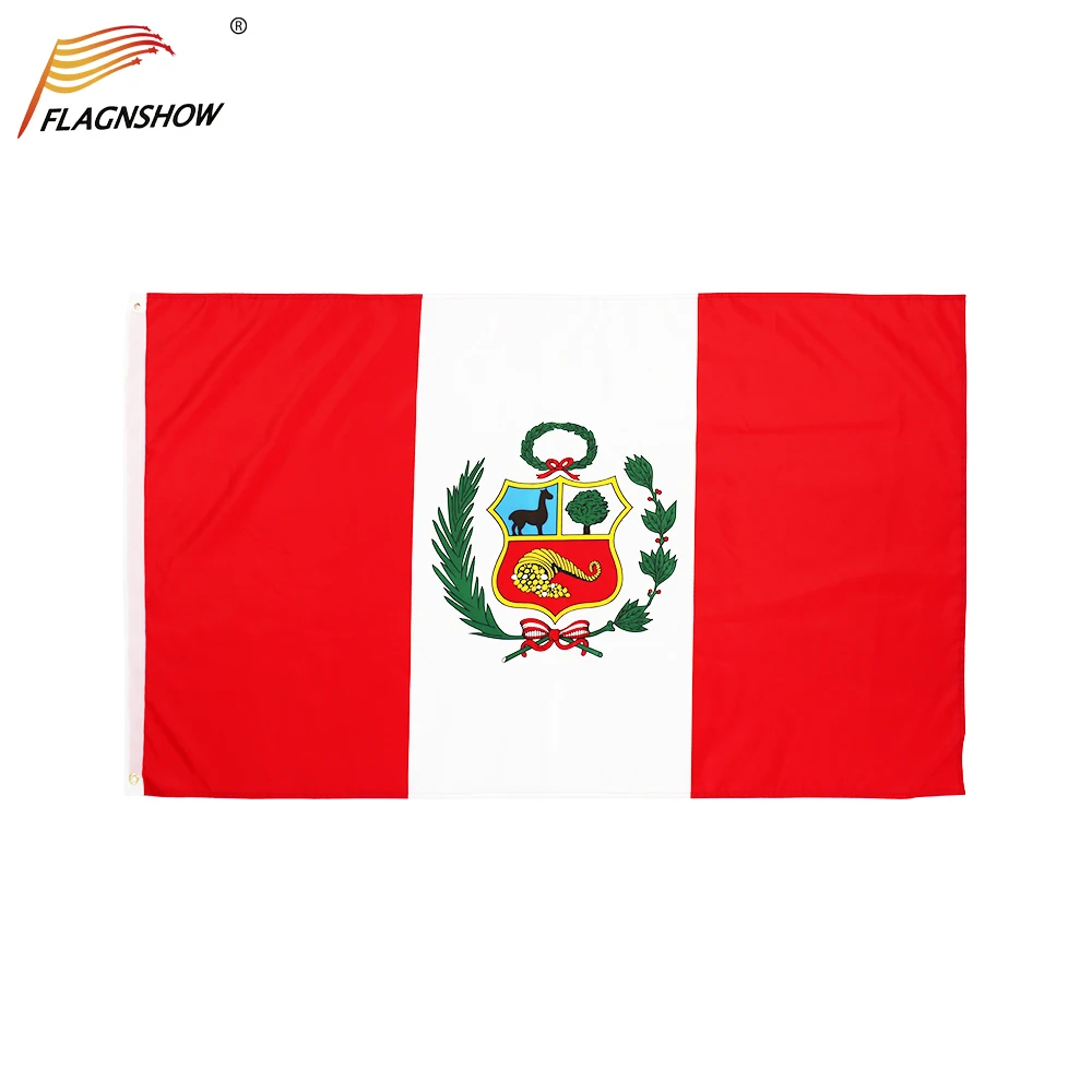 

Flagnshow Peru Flag 3X5 FT Hanging Peruvian National Flags Polyester for Decoration Free Shipping