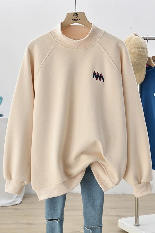 New Spring Autumn Winter Thick Wool Liner Women Clothes High Collar Loose Oversize Pullovers Top Casual Cotton Sweatshirts 2021
New Spring Autumn Winter Thick Wool Liner Women Clothes High Collar Loose Oversize Pullovers Top Casual Cotton Sweatshirts 2021