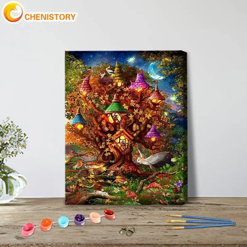 CHENISTORY Paint By Number Magic Tree House Scenery DIY Frame Coloring By Number Drawing On Canvas For Adults Home Decor
CHENISTORY Paint By Number Magic Tree House Scenery DIY Frame Coloring By Number Drawing On Canvas For Adults Home Decor