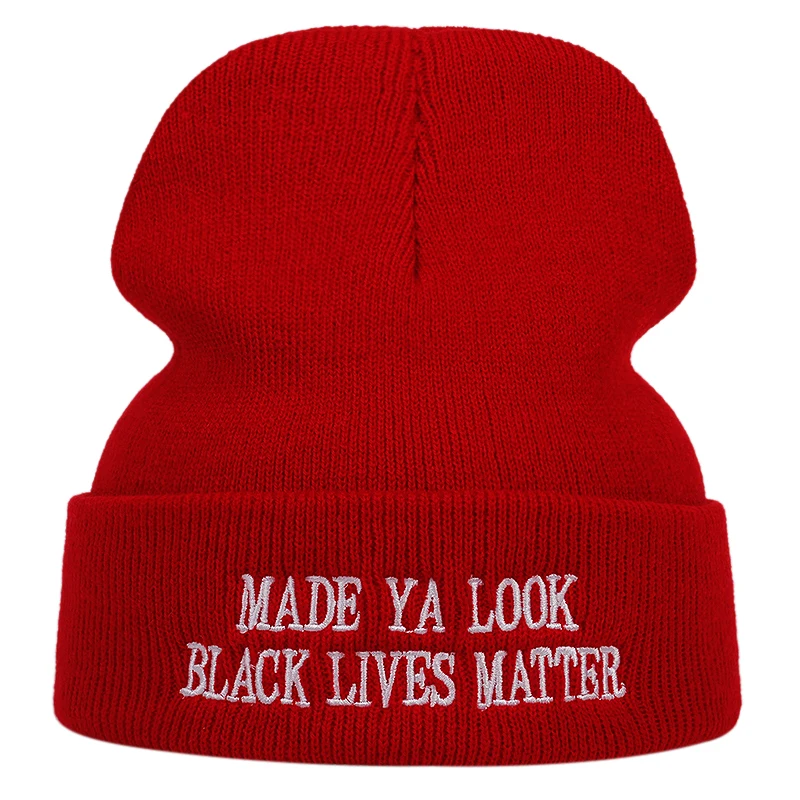 New Men Women Knitted Hat Fashion MADE YA LOOK BLACK LIVES MATTER Embroidery Ski Warm Winter Beanie Skullies Caps hip hop hats
New Men Women Knitted Hat Fashion MADE YA LOOK BLACK LIVES MATTER Embroidery Ski Warm Winter Beanie Skullies Caps hip hop hats