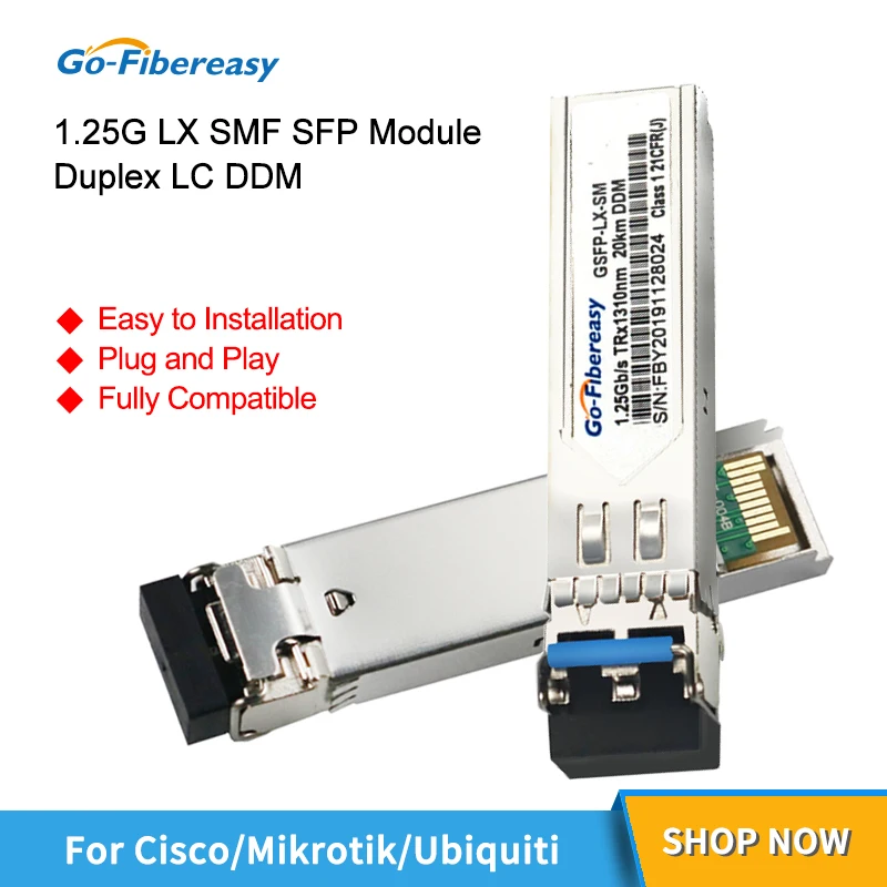 Однорежимный дуплексный гигабитный коммутационный модуль 1,25G LX SM SFP модуль приемопередатчика Cisco/Mikrotik/Huawei/Ubiquiti волоконно-оптический перекл...
Однорежимный дуплексный гигабитный коммутационный модуль 1,25G LX SM SFP модуль приемопередатчика Cisco/Mikrotik/Huawei/Ubiquiti волоконно-оптический перекл...