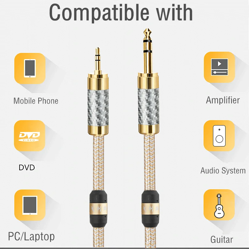 Hifi 6.35mm 1/4" Male to 3.5mm 1/8" Male TRS Stereo Audio Cable for iPhone Laptop Home Theater Devices Amplifiers 1m 2m 3m 5m
Hifi 6.35mm 1/4" Male to 3.5mm 1/8" Male TRS Stereo Audio Cable for iPhone Laptop Home Theater Devices Amplifiers 1m 2m 3m 5m