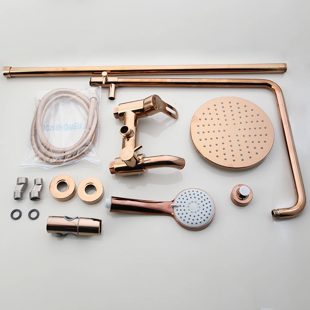 KEMAIDI Rose Golden Shower Faucet Set Solid Brass Handle Bathroom Bathtub Mixer Rainfall Hand Shower & Spray Shower Facuet
KEMAIDI Rose Golden Shower Faucet Set Solid Brass Handle Bathroom Bathtub Mixer Rainfall Hand Shower & Spray Shower Facuet