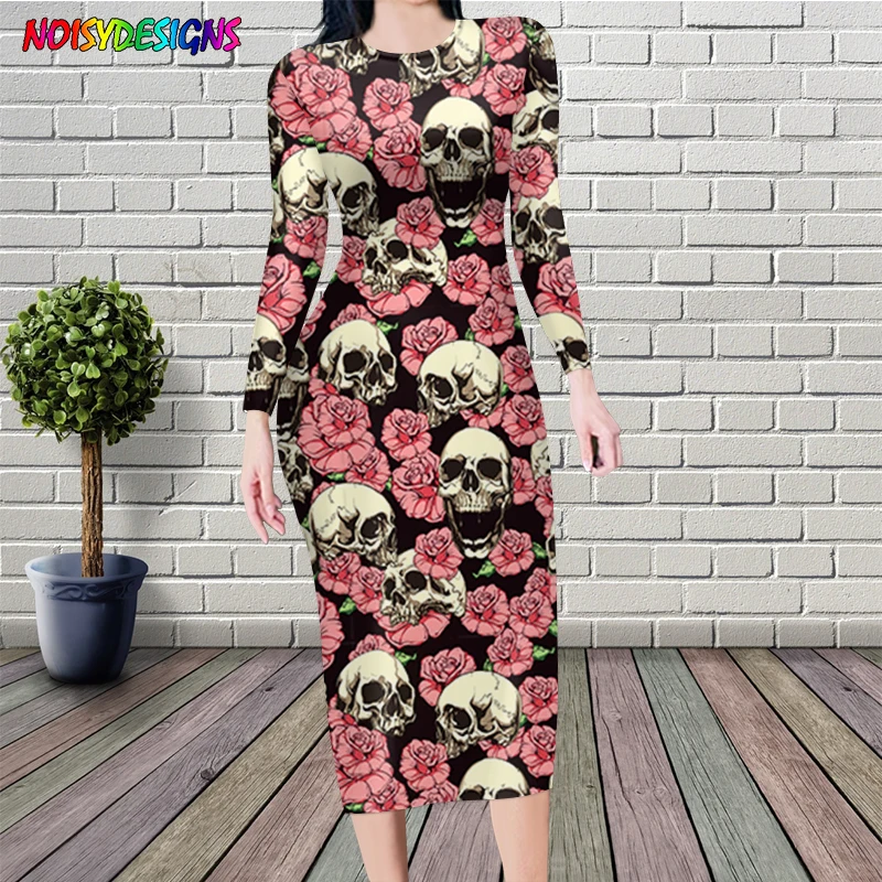 NOISYDESIGNS Customize Fashion Sugar Skull Floral Sexy Women Long Casual Dress Round Neck Office Ladies Pencil Vestido Dropship
NOISYDESIGNS Customize Fashion Sugar Skull Floral Sexy Women Long Casual Dress Round Neck Office Ladies Pencil Vestido Dropship