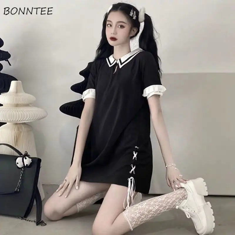 Dress Women Japanese College Style Navy Collar Butterfly-Sleeve Lace-up Slim Solid H-line Mini Thin Fashion Retro Summer Vestido
Dress Women Japanese College Style Navy Collar Butterfly-Sleeve Lace-up Slim Solid H-line Mini Thin Fashion Retro Summer Vestido