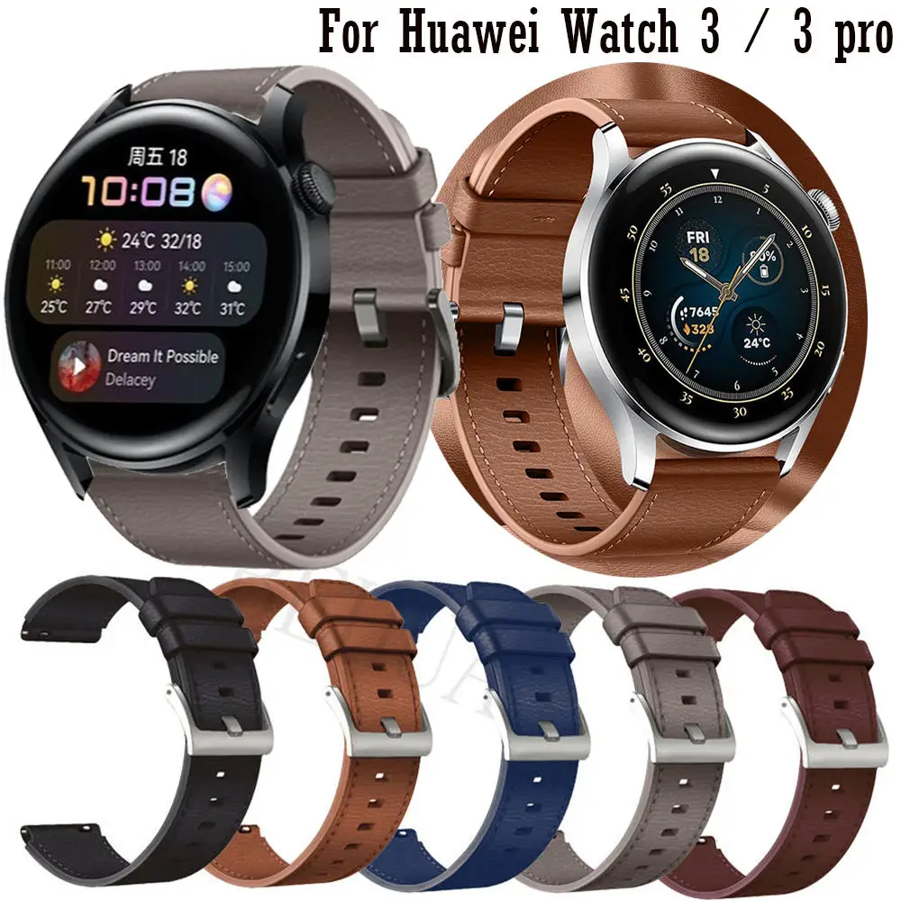 Ремешок кожаный для Huawei Watch 3 / pro GT 2 быстросъемный браслет 46 мм | Наручные часы