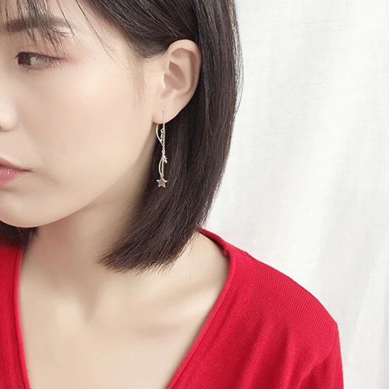 925 Sterling Silver Tassel Star Drop Earrings For Women Wedding Female pendientes mujer moda aretes de mujer eh338
925 Sterling Silver Tassel Star Drop Earrings For Women Wedding Female pendientes mujer moda aretes de mujer eh338