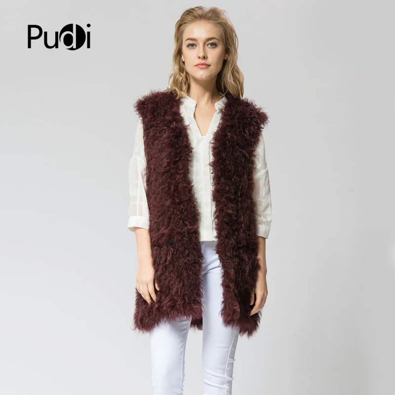 

VR044 Knit Knitted 100% Real Wool Lamb Fur Vest/ Jacket /overcoat Women's Winter Warm Genuine Mongolia Sheep Fur Vests Ourwear