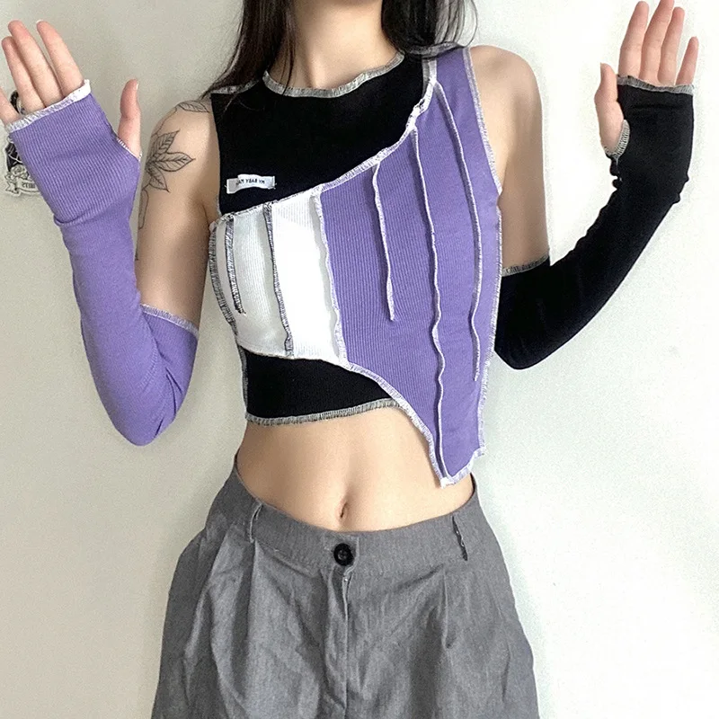 Different Color Stripe T-shirts Y2k Style Fashion Color Blocking Punk Patchwork Hip Hop Sleeve Separate Crop Autumn O-neck
Different Color Stripe T-shirts Y2k Style Fashion Color Blocking Punk Patchwork Hip Hop Sleeve Separate Crop Autumn O-neck