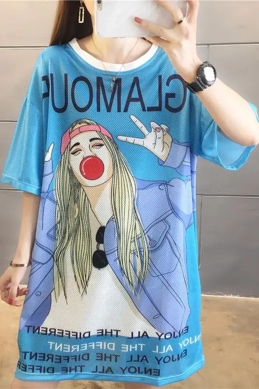 2021 Women Clothing Summer Cartoon Print T Shirt Oversized Women Graphic Tees Streetwear Breathable MeshTee Tops
2021 Women Clothing Summer Cartoon Print T Shirt Oversized Women Graphic Tees Streetwear Breathable MeshTee Tops