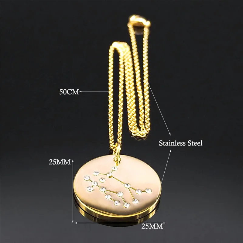 Astrology Gemini StainlessSteel Chain Necklaces Women Round Crystal Necklace Pendant Jewelrycollar acero inoxidable NXS02
Astrology Gemini StainlessSteel Chain Necklaces Women Round Crystal Necklace Pendant Jewelrycollar acero inoxidable NXS02
