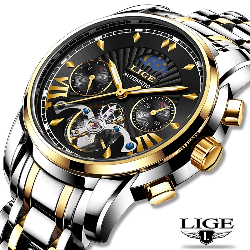 LIGE Casual Mens Watches Top Brand Luxury Automatic Mechanical Business Watch Men Waterproof Wristwatch Reloj Hombres Tourbillon
LIGE Casual Mens Watches Top Brand Luxury Automatic Mechanical Business Watch Men Waterproof Wristwatch Reloj Hombres Tourbillon