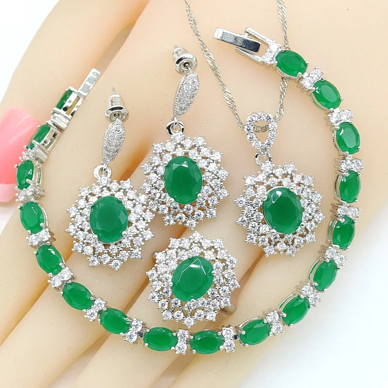 Green Stones 925 Silver Bridal Jewelry Sets For Women Bracelet Wedding Earrings Necklace Pendant Ring Party Birthday Gift
Green Stones 925 Silver Bridal Jewelry Sets For Women Bracelet Wedding Earrings Necklace Pendant Ring Party Birthday Gift