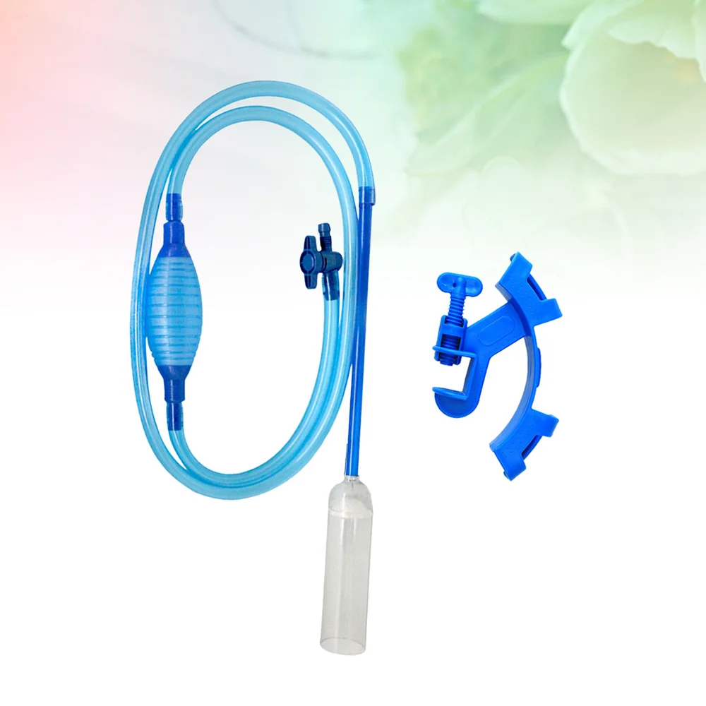 2pcs Fish Tank Changer Aquarium Cleaner Water Changer Fixed Clip Cleaning Tool (1pc Water Changer 1pc Clip)