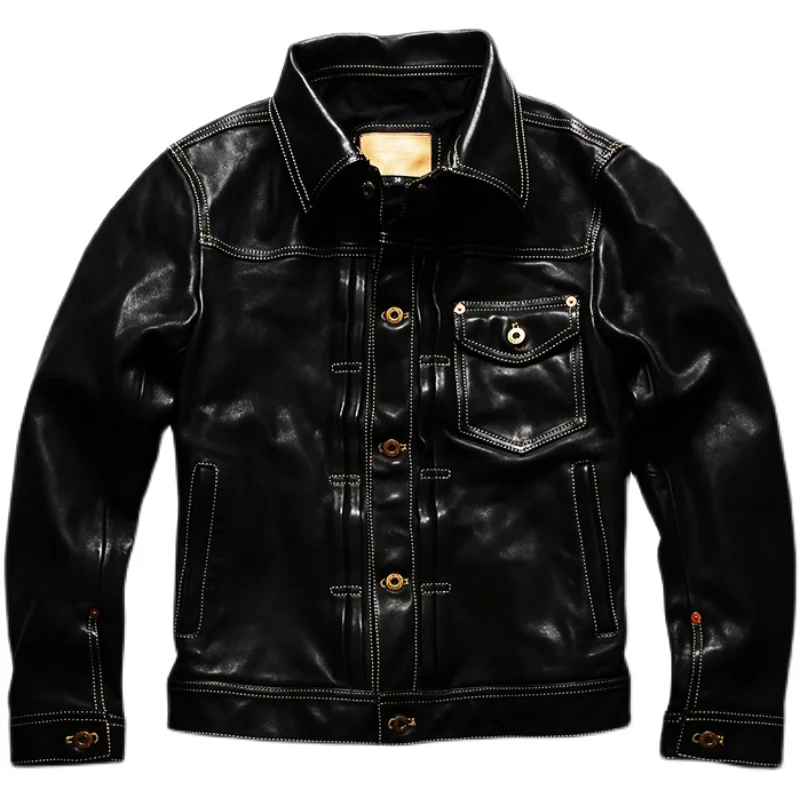Men's Horsehide Leather Jacket Designer Vintage Genuine Leather Bomber Jacket Large Size Black Zipper Safari Style Coat
Men's Horsehide Leather Jacket Designer Vintage Genuine Leather Bomber Jacket Large Size Black Zipper Safari Style Coat