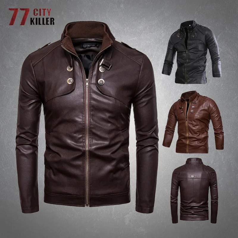Washed Leather Jacket Men Vintage Multi-button Stand Collar Men's PU Jackets Casual Fashion Motorcycle Biker Leather Coats Male
Washed Leather Jacket Men Vintage Multi-button Stand Collar Men's PU Jackets Casual Fashion Motorcycle Biker Leather Coats Male