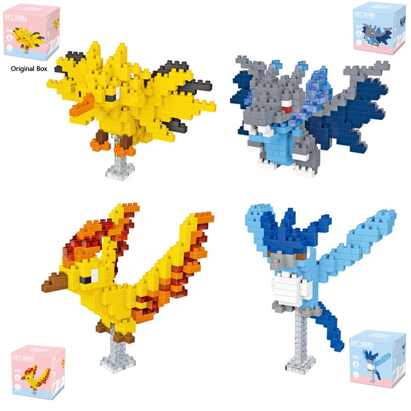 Мини-строительные блоки 3D DIY микро-кирпич обучающая игрушка Pokemon Articuno moltrecharizard
