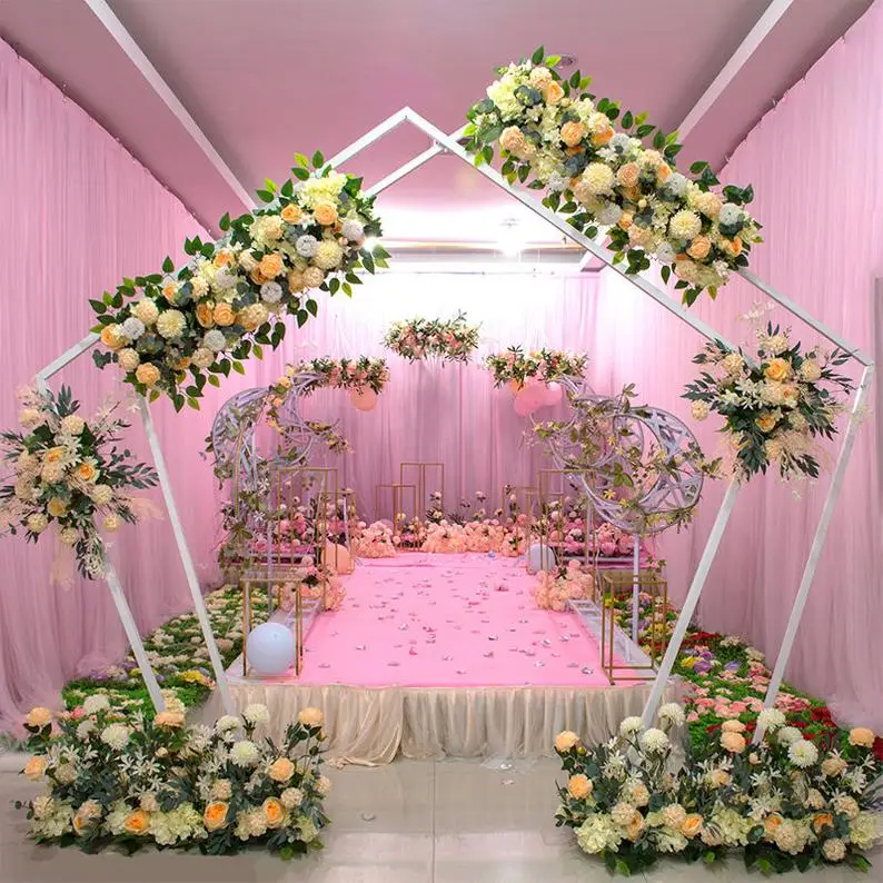 8x8ft Large white double pentagon metal arch for wedding ceremony party birthday backdrop floral decoration
8x8ft Large white double pentagon metal arch for wedding ceremony party birthday backdrop floral decoration