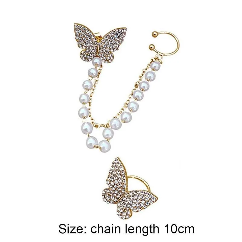 Fashion Luxury Rhinestones Butterfly Pearl Chain Ear Charm Stud Jewelry Clips Bohemian Ear Butterfly Earrings Female For Wo F0J6
Fashion Luxury Rhinestones Butterfly Pearl Chain Ear Charm Stud Jewelry Clips Bohemian Ear Butterfly Earrings Female For Wo F0J6