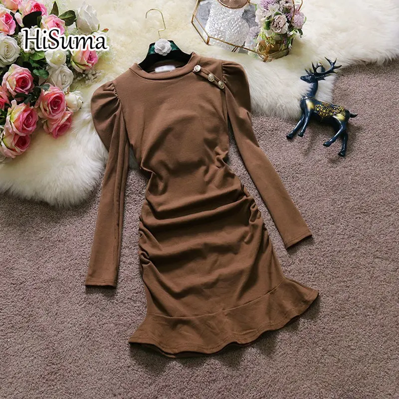 2020 winter new sweater dress women O-neck puff sleeve button ruffles knitted fishtail dress female elegant sheath dresses
2020 winter new sweater dress women O-neck puff sleeve button ruffles knitted fishtail dress female elegant sheath dresses