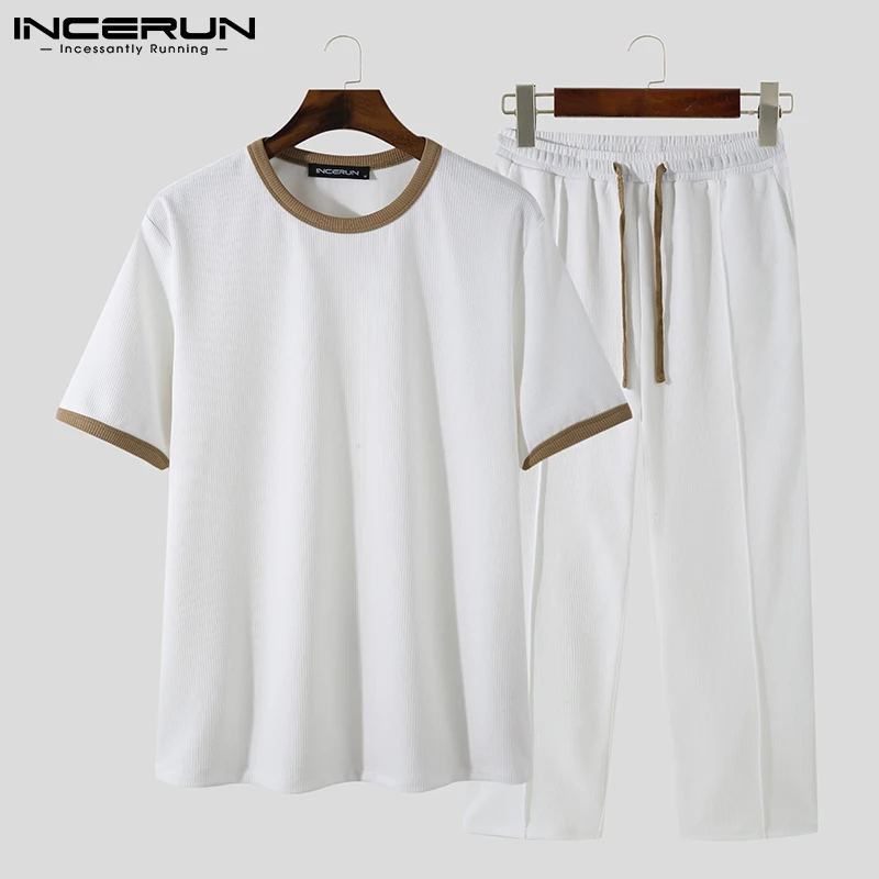 INCERUN Men Casual Sets Patchwork O Neck Short Sleeve T Shirt Drawstring Pants Two Pieces Sets Streetwear Workout 2021 Men Suits
INCERUN Men Casual Sets Patchwork O Neck Short Sleeve T Shirt Drawstring Pants Two Pieces Sets Streetwear Workout 2021 Men Suits