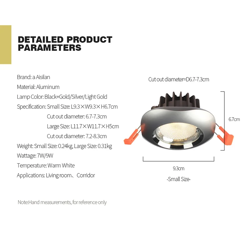 Aisilan LED Downlight Spot led downlight Silver Aluminum Recessed LED Spot Lighting
Aisilan LED Downlight Spot led downlight Silver Aluminum Recessed LED Spot Lighting
