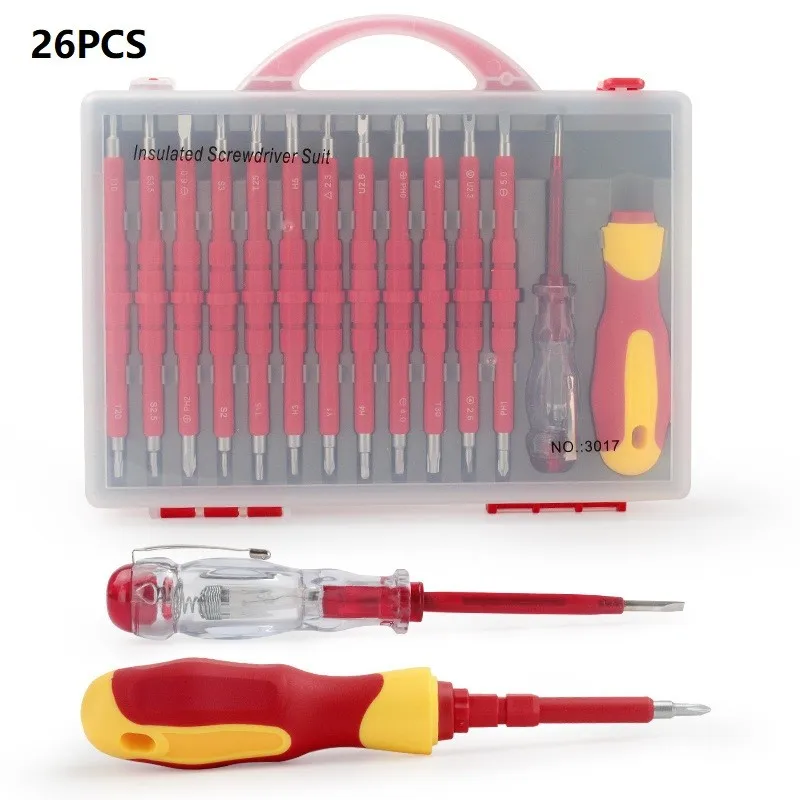 26Pcs Insulated Screwdriver Bit Set Chrome Vanadium Alloy Steel For Repairing Tool Magnetic Bits Torx Hex Screwdriver
26Pcs Insulated Screwdriver Bit Set Chrome Vanadium Alloy Steel For Repairing Tool Magnetic Bits Torx Hex Screwdriver