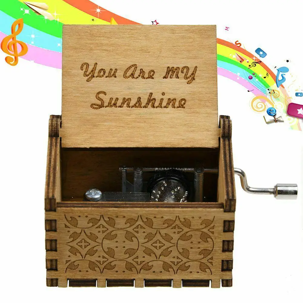 My Sunshine Выгравированная ручка старинная резная деревянная музыкальная шкатулка