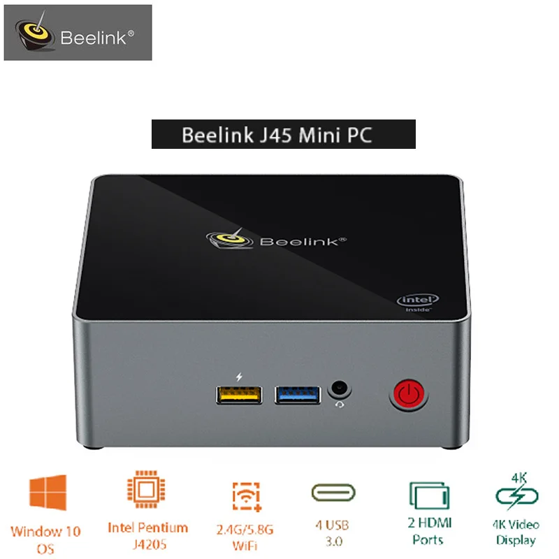Оригинальный мини ПК Beelink J45 Intel Apollo Lake Pentium J4205 2 4 ГГц 5 8 ггц WiFi BT4.0 поддержка 4K H.265 1000