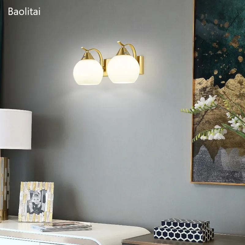 Nordic Pure Copper Wall Lamp E27 220V Modern TV Backdrop Bedside Bedroom Living Children's Room Glass Ball Home Decoration Light
Nordic Pure Copper Wall Lamp E27 220V Modern TV Backdrop Bedside Bedroom Living Children's Room Glass Ball Home Decoration Light