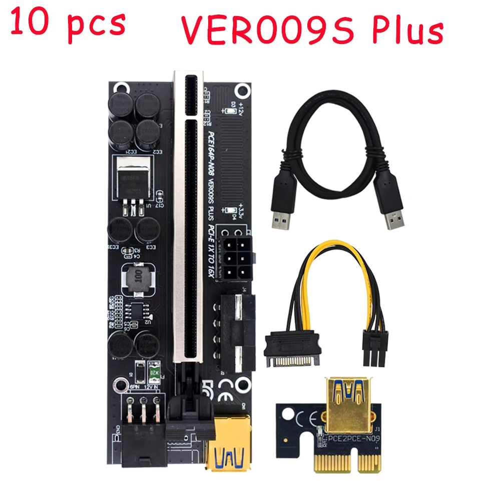 10 шт., Райзер-карта VER009S Plus PCI-E PCIE, USB 3,0, кабель PCI-E 1x к 16x, удлинитель, 15pin к 6pin, адаптер для майнинга BTC
10 шт., Райзер-карта VER009S Plus PCI-E PCIE, USB 3,0, кабель PCI-E 1x к 16x, удлинитель, 15pin к 6pin, адаптер для майнинга BTC