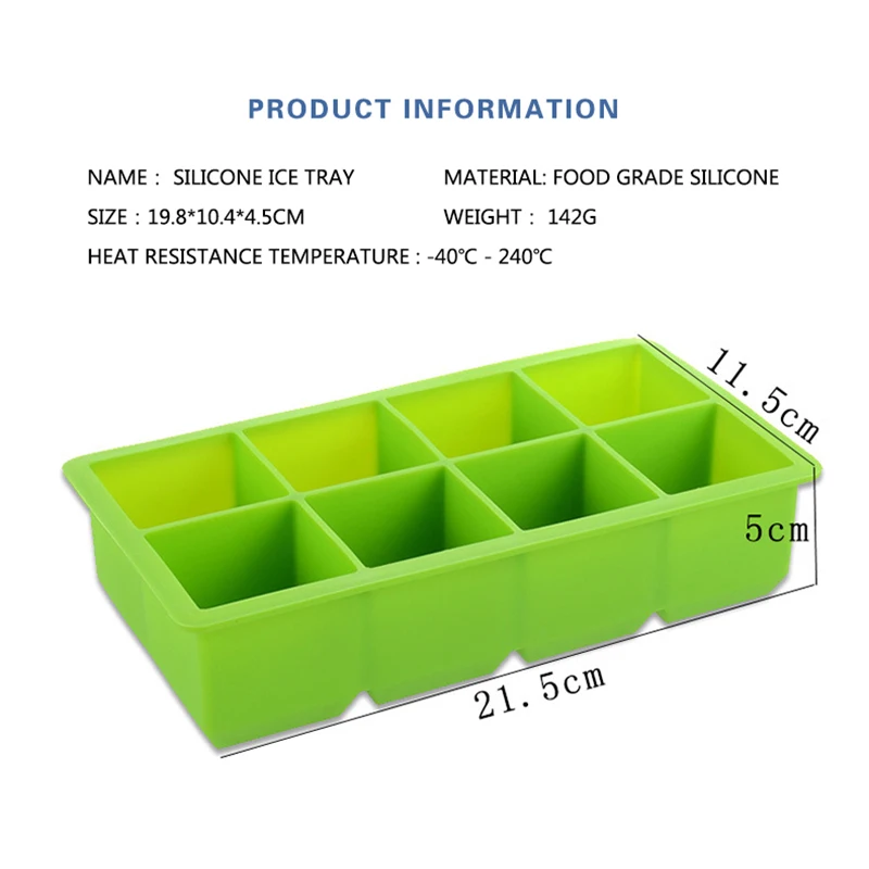 8 Grids Silicone Ice Cube Maker Food Grade Square Shape Ice Cube Tray DIY Pudding Chocolate Mold Cake Mould Kitchen Accessories
8 Grids Silicone Ice Cube Maker Food Grade Square Shape Ice Cube Tray DIY Pudding Chocolate Mold Cake Mould Kitchen Accessories
