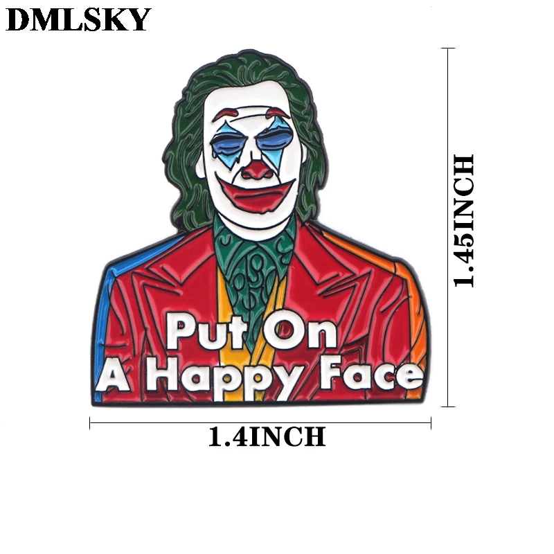 DMLSKY clown male Cartoon Metal Pins Enamel Brooches for Women Men Lapel Pin Backpack Badge Denim Brooch Collar Jewelry M4113 | Украшения и
