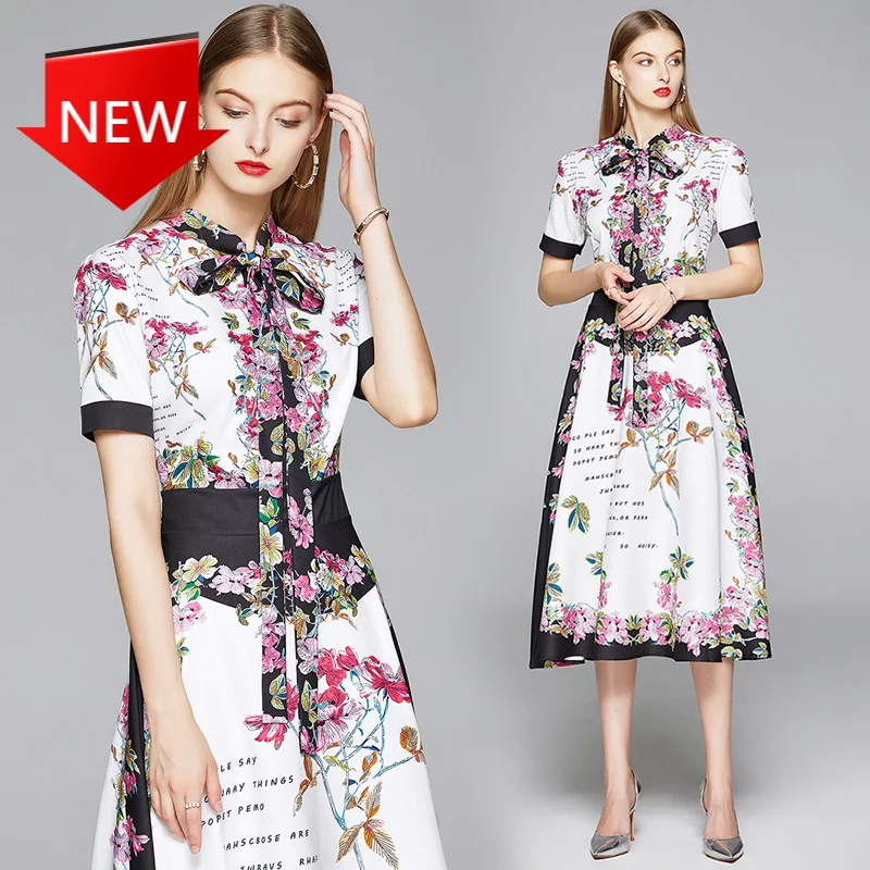Collar Hit Color Flower Dress Female Casual Shirt Dresses Vintage Floral Print Midi Long Dress Women Boho Short Sleeve Bow
Collar Hit Color Flower Dress Female Casual Shirt Dresses Vintage Floral Print Midi Long Dress Women Boho Short Sleeve Bow