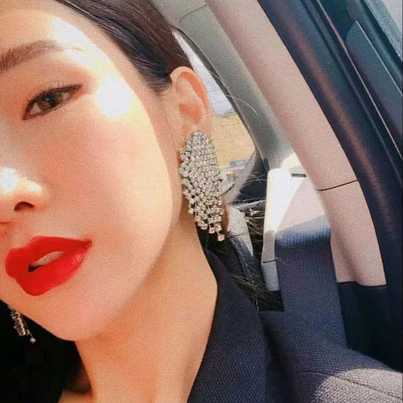 TREAZY Luxury Silver Color Rhinestone Crystal Tassel Earrings for Women Big Dangle Drop Earrings Brincos Bridal Wedding Jewelry
TREAZY Luxury Silver Color Rhinestone Crystal Tassel Earrings for Women Big Dangle Drop Earrings Brincos Bridal Wedding Jewelry