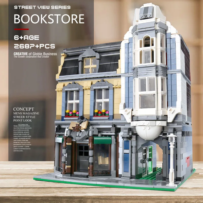 Moc City Street View Series Corner European Style Bookstore Model Set Building Blocks Bricks Assembled DIY Birthday Gifts
Moc City Street View Series Corner European Style Bookstore Model Set Building Blocks Bricks Assembled DIY Birthday Gifts