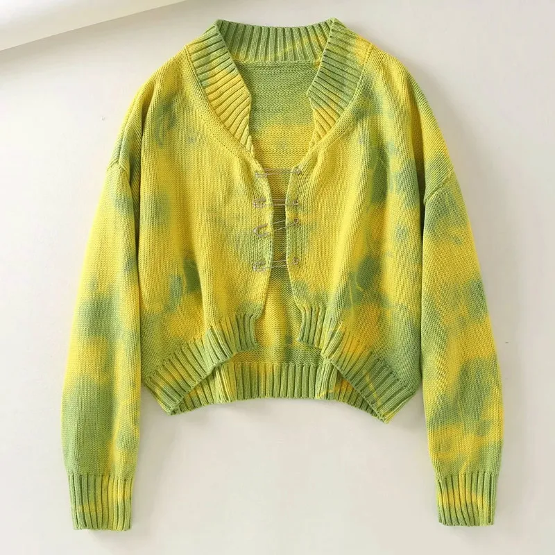 Cotton Long Sleeve Short Sweater Jacket Coats Vintage Tie-dye Jumper Pull Autumn Sweater Shirt Coat Brooch Casual Loose Cardigan
Cotton Long Sleeve Short Sweater Jacket Coats Vintage Tie-dye Jumper Pull Autumn Sweater Shirt Coat Brooch Casual Loose Cardigan