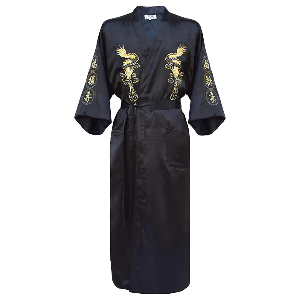 Фото Халат-кимоно мужской оверсайз с вышивкой роскошный халат китайским драконом