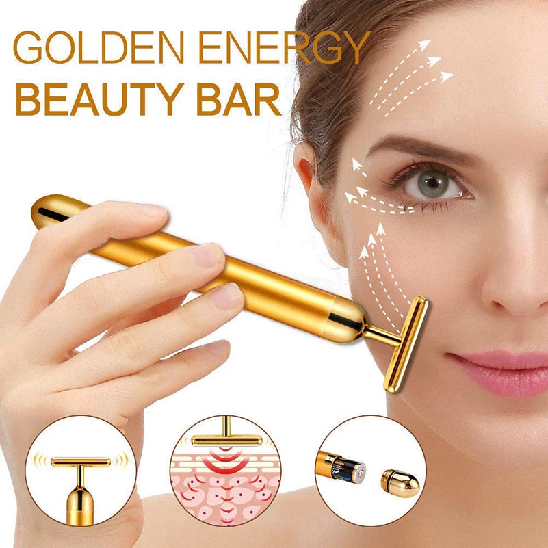 24k Gold Energy Face Eye Massager 3D Roller Electric Vibration Energy Beauty Bar Skin Care Lift Tightening Facial Massage 
24k Gold Energy Face Eye Massager 3D Roller Electric Vibration Energy Beauty Bar Skin Care Lift Tightening Facial Massage