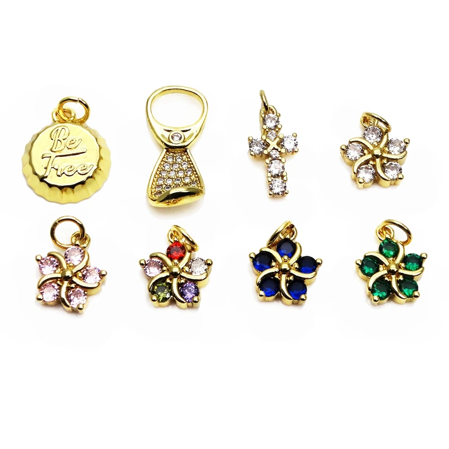 Beer bottle caps Little pendant cross charms Micro zircon flowers copper gold plated pendant DIY bracelet necklace accessories
Beer bottle caps Little pendant cross charms Micro zircon flowers copper gold plated pendant DIY bracelet necklace accessories
