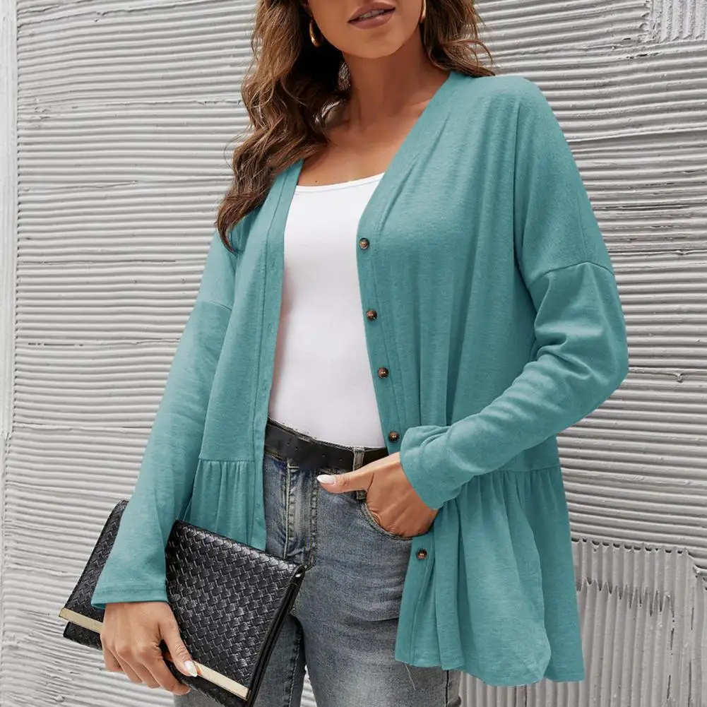 Women Cardigan Solid Color Irregular Hem Autumn Winter Single-breasted Sleeve Ruffles Coat Streetwear
Women Cardigan Solid Color Irregular Hem Autumn Winter Single-breasted Sleeve Ruffles Coat Streetwear