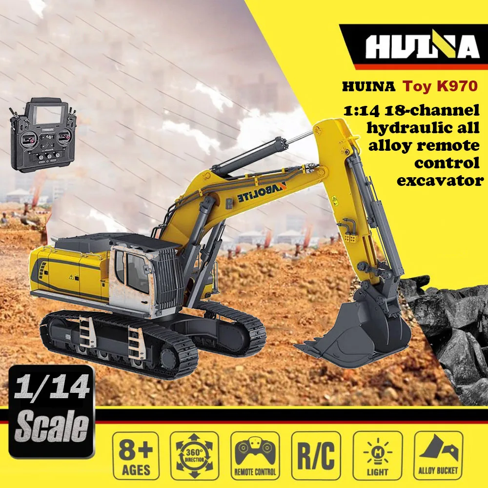 Metal HUINA 1/14 Kabolite New K970-200 Front Shove Hydraulic RC Excavator Assembled Painted Model Toys for Boys Gifts
Metal HUINA 1/14 Kabolite New K970-200 Front Shove Hydraulic RC Excavator Assembled Painted Model Toys for Boys Gifts