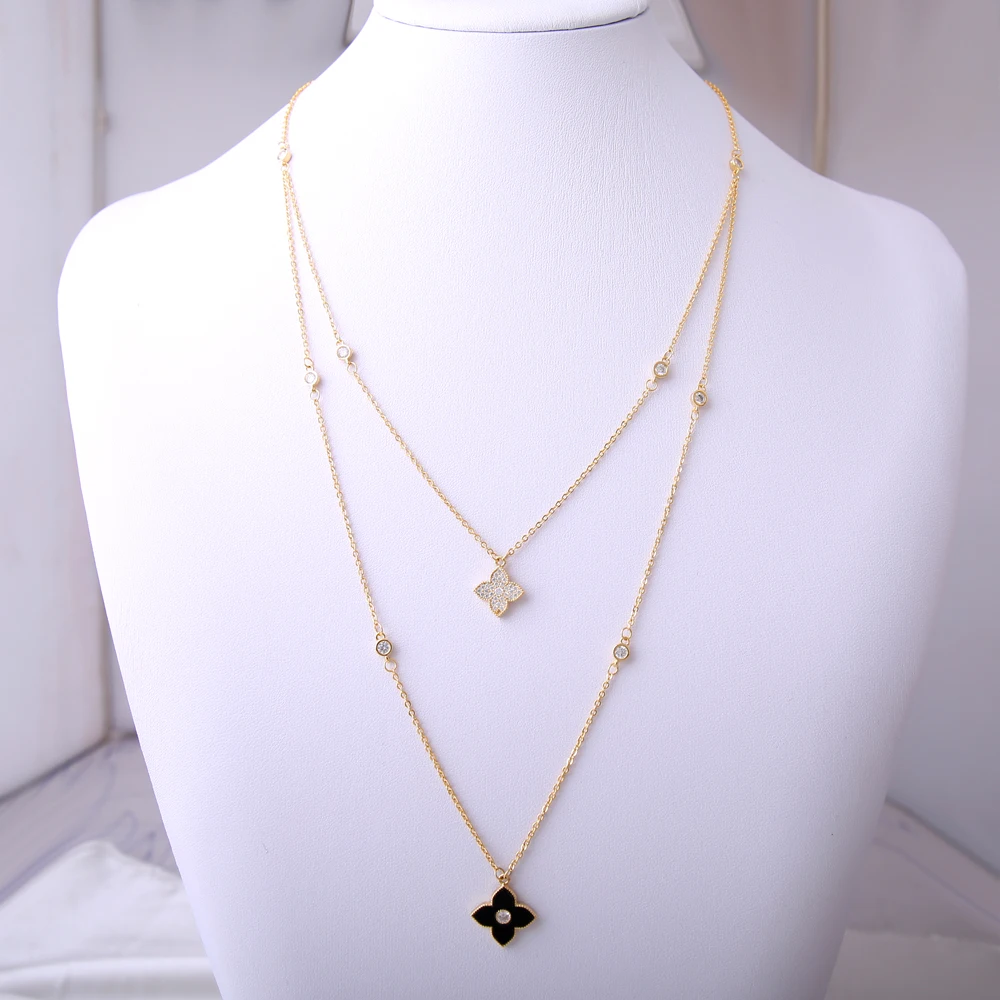 OYb new Korean classic long popular zircon double layer Clover Necklace women's Clover Long Necklace clover party accessories
OYb new Korean classic long popular zircon double layer Clover Necklace women's Clover Long Necklace clover party accessories