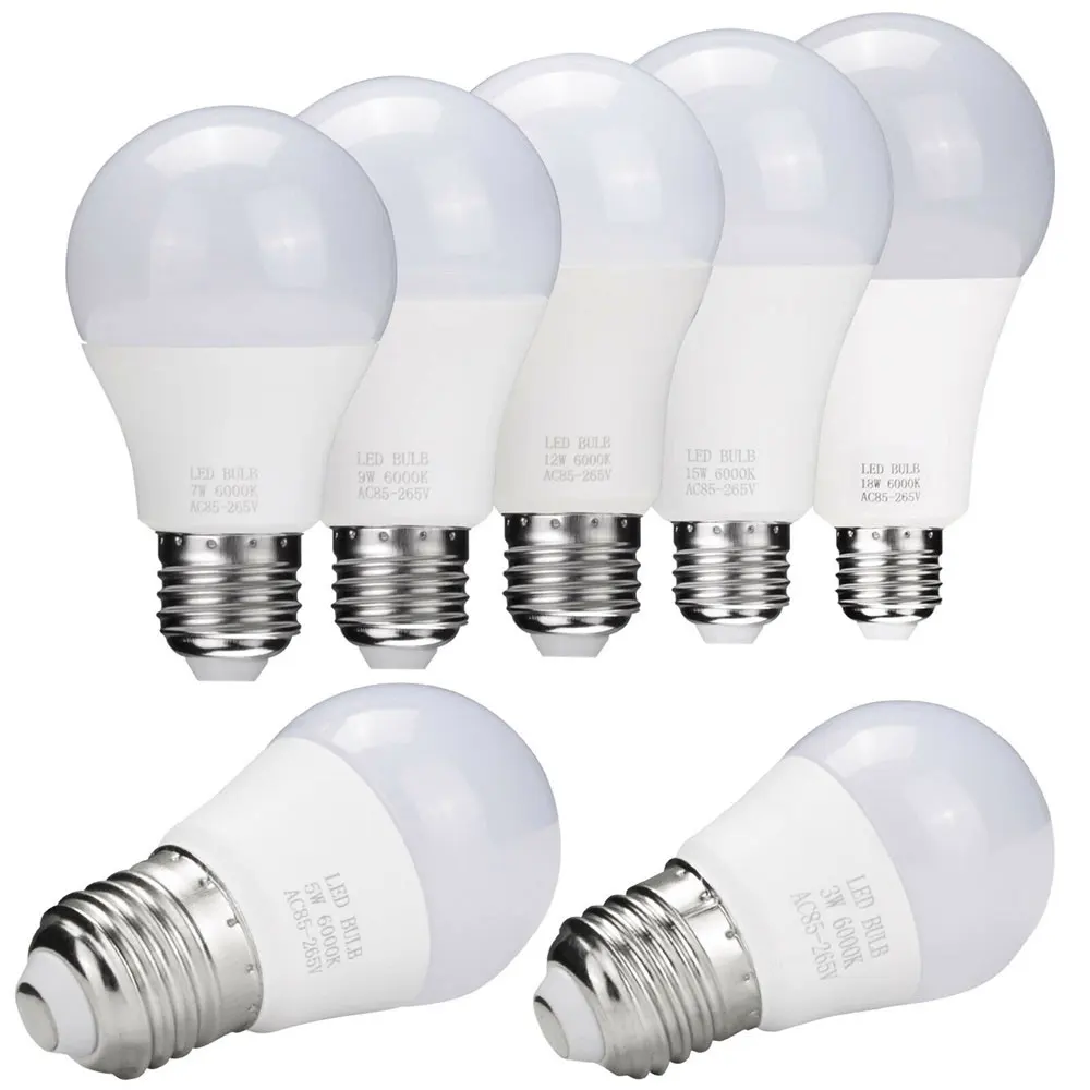 

E27 LED Globe Bulb Light AC 110V 220V 230V 240V 18W 15W 12W 9W 7W 5W 3W Lampada LED Spotlight Table Lamp Warm/ Cool White