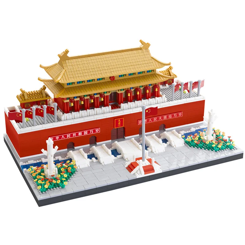 

YZ66537 Beijing Tiananmen Miniature Diamond Particle Building Blocks Chinoiserie Building Assembled Toy Model for Children Gifts