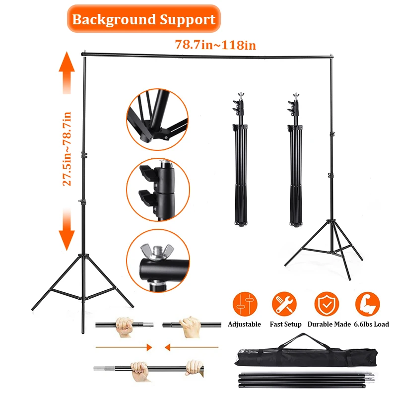 Professional Backdrop Stand Photography Photo Studio T-shape Backdrop Background Stand Frame Support System Kit with Carry Bag
Professional Backdrop Stand Photography Photo Studio T-shape Backdrop Background Stand Frame Support System Kit with Carry Bag