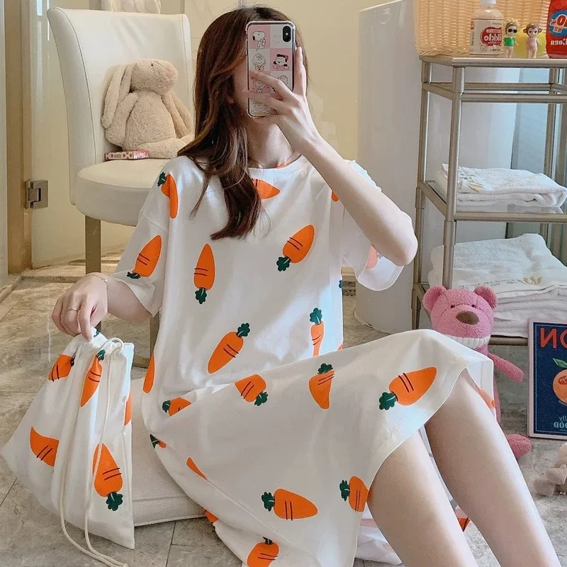 Norns Multi-style Nightdress Female Summer Korean Knitted Cotton Home Service Sweet Cartoon Pajamas Loose Large Size 
Norns Multi-style Nightdress Female Summer Korean Knitted Cotton Home Service Sweet Cartoon Pajamas Loose Large Size