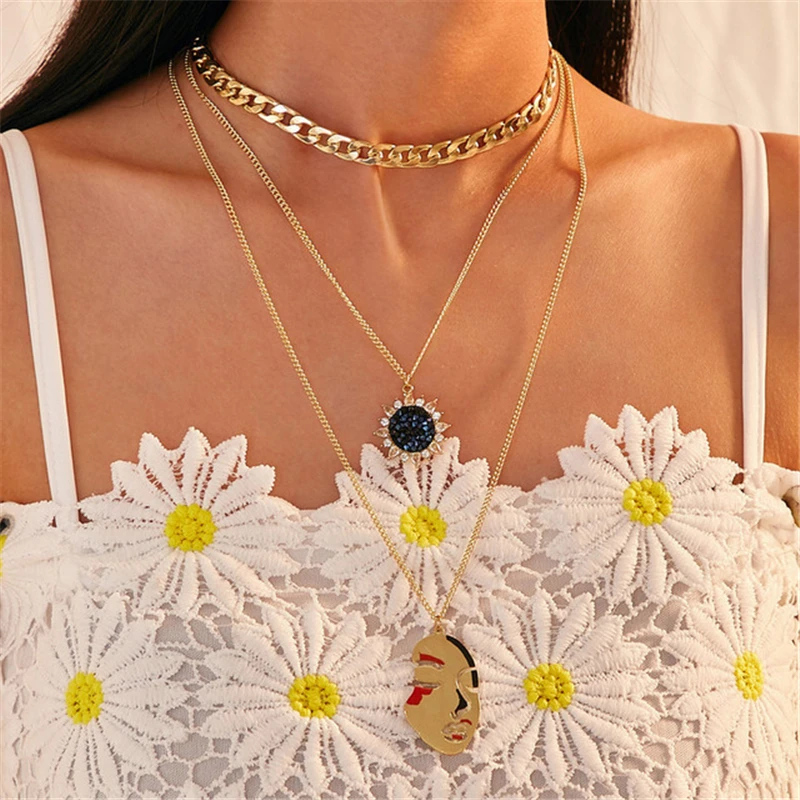 Fashion Multilayer Punk Chain Cross Necklace Fashion Hip Hop Facebook Women's Geometric Metal Flower Pendant Necklace Gift
Fashion Multilayer Punk Chain Cross Necklace Fashion Hip Hop Facebook Women's Geometric Metal Flower Pendant Necklace Gift