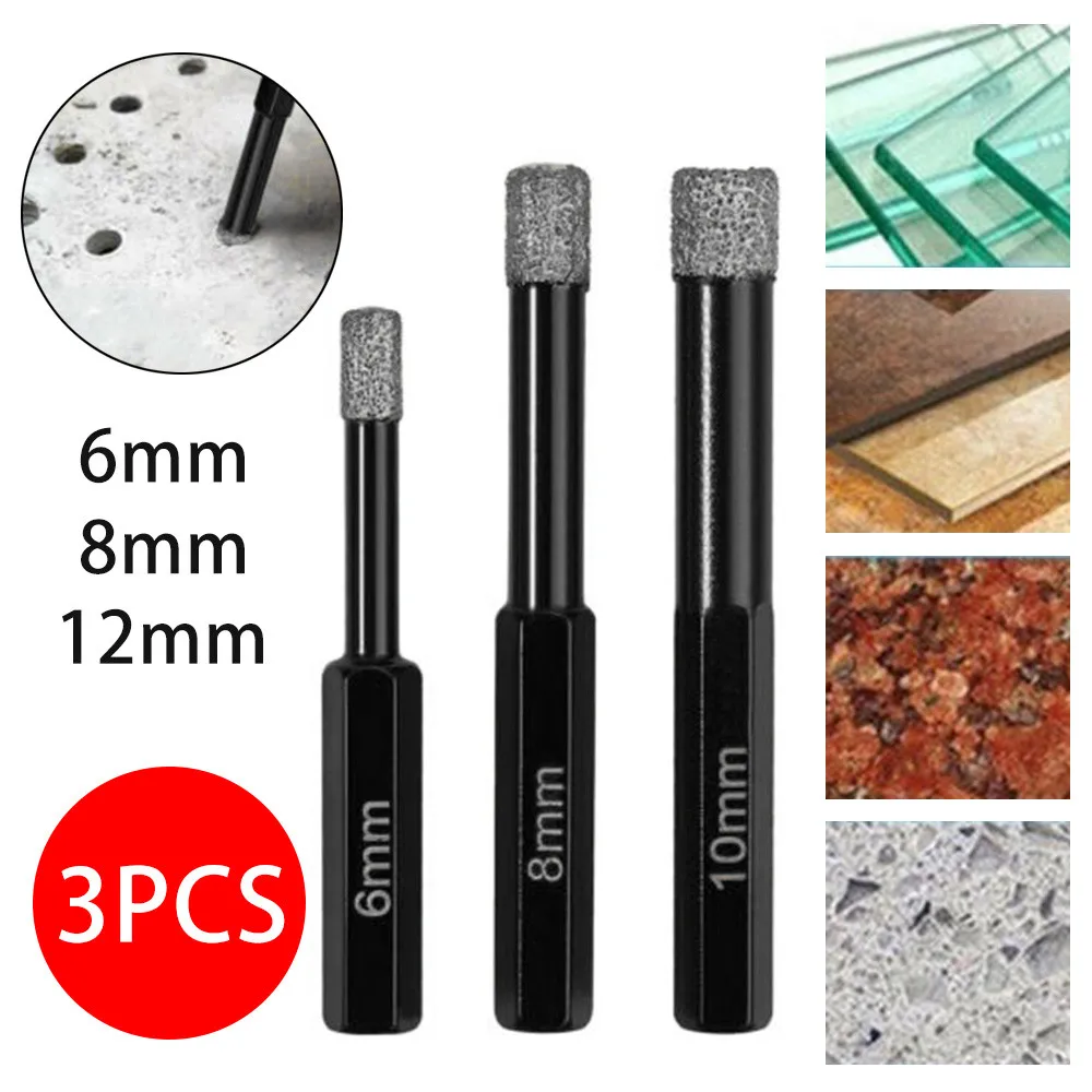 3pcs 6mm-10mm Dry Diamond Drill Bits For Porcelain Granite Tile Glass Ceramics Marble Drilling Power Tool Accessories
3pcs 6mm-10mm Dry Diamond Drill Bits For Porcelain Granite Tile Glass Ceramics Marble Drilling Power Tool Accessories