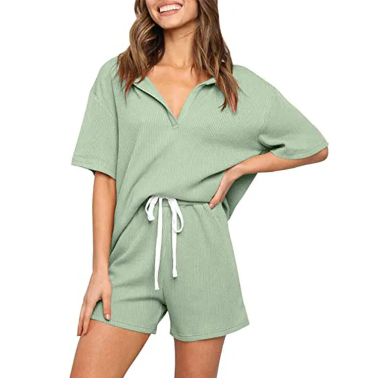 2021 Spring and Summer New European and American Women's Clothing V-neck Top + Shorts with Pocket Set
2021 Spring and Summer New European and American Women's Clothing V-neck Top + Shorts with Pocket Set